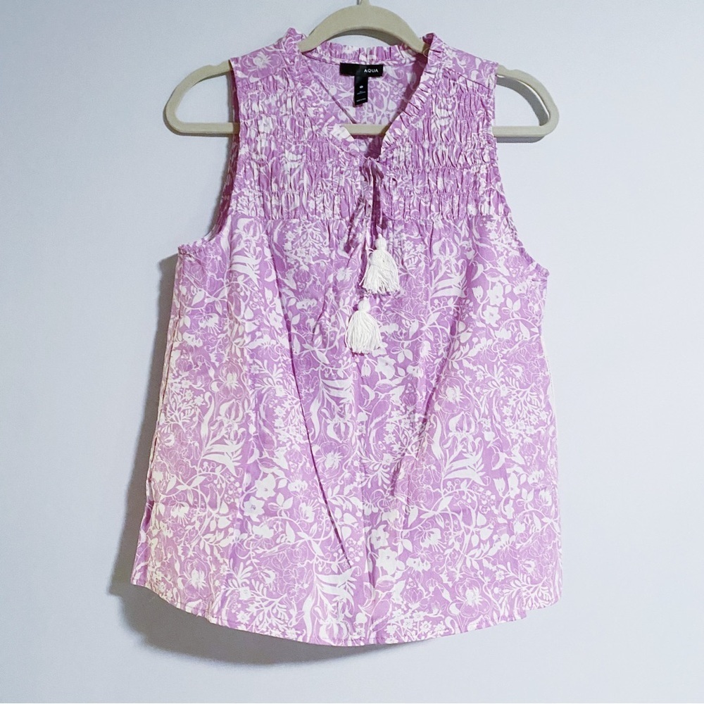 Aqua - Lilac Floral Print Sleeveless Top